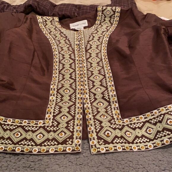 Victor Costa 100% Silk Beaded Elegant Blazer Jacket Size 14 - Picture 13 of 13